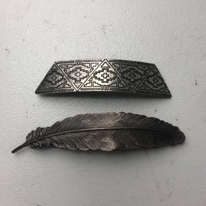 Set of 2 Medium Silver Boho Hair Barrettes